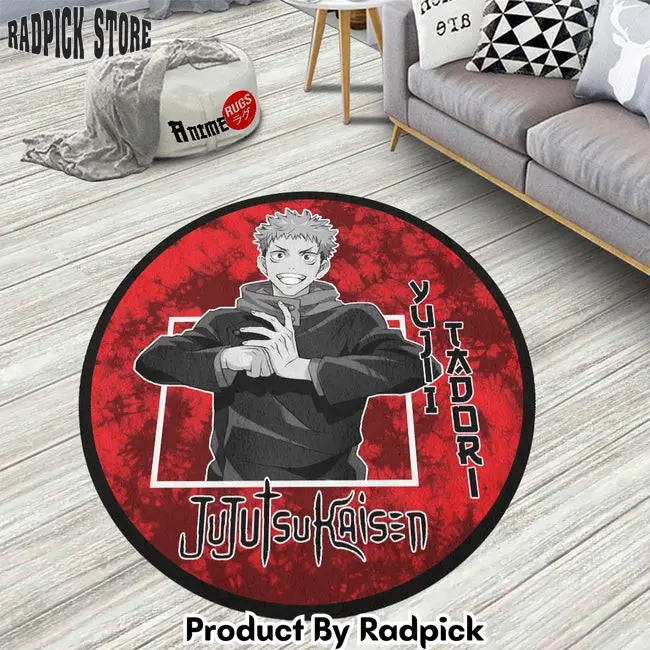 Yuji itadori round rug custom tie dye style jujutsu kaisen anime circle carpet  rp0002906